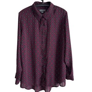 Covington Womens 2X Long Sleeve Button Down Top Career Office Casual Dainty